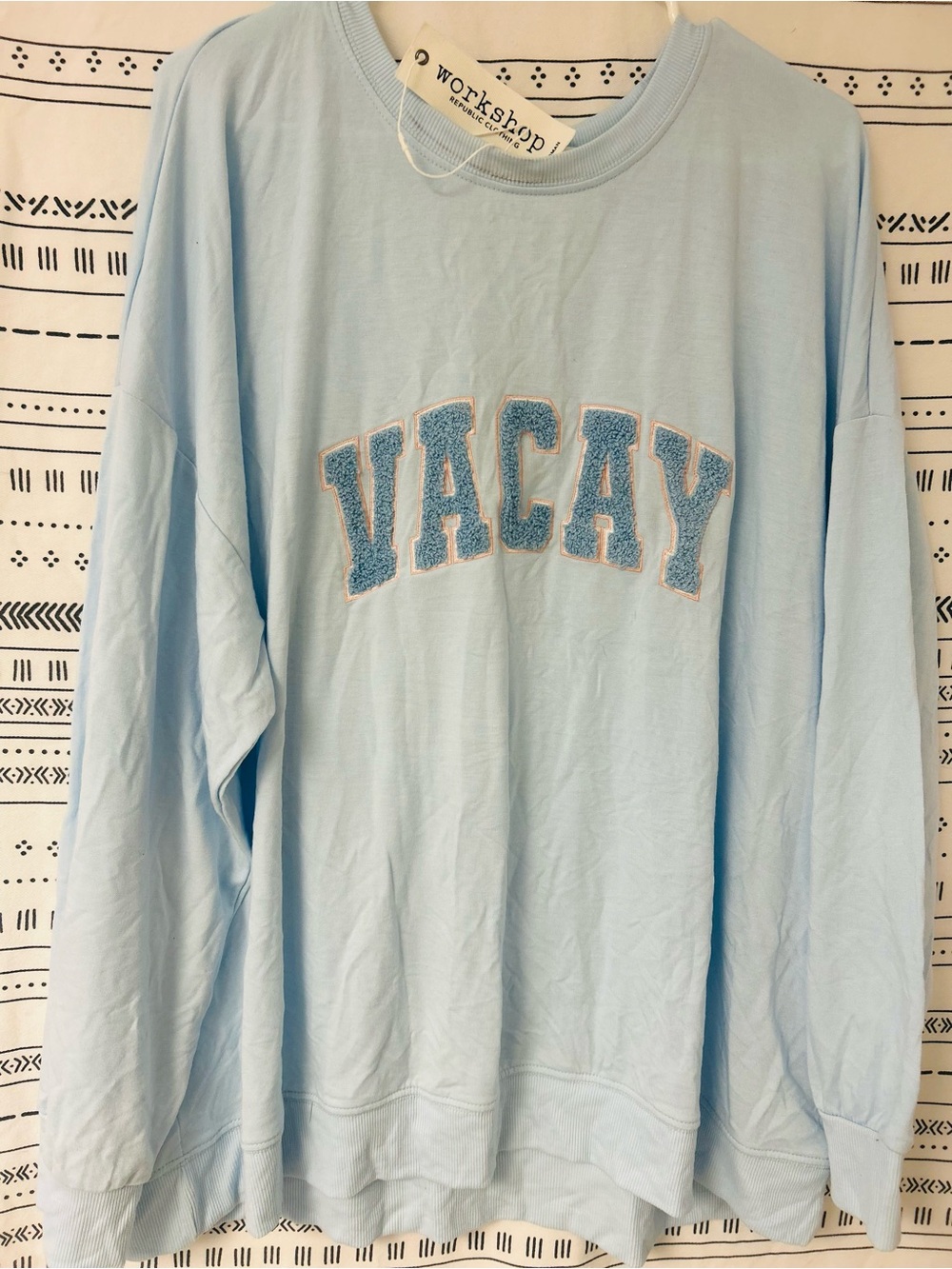 NWT Workshop Republic Clothing Sky Blue “Vacay” women’s 3X lightweight sweatshir
